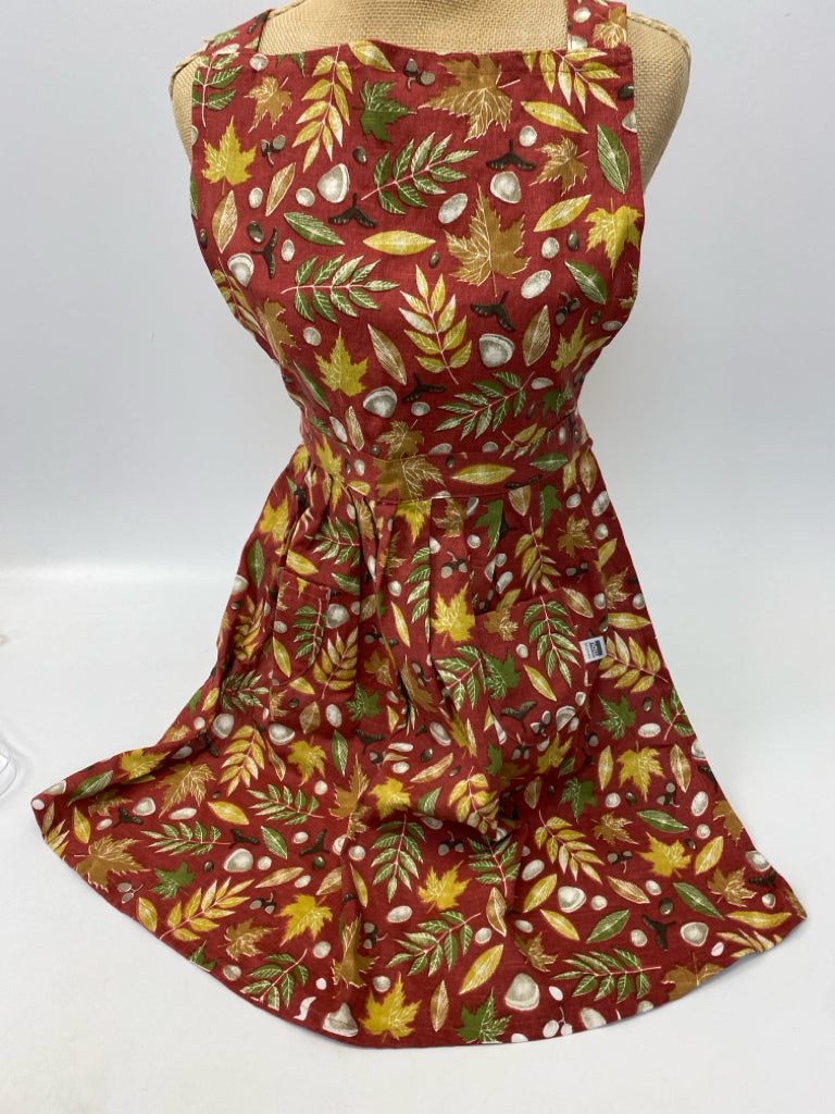 Red Multi Color Leaves Apron