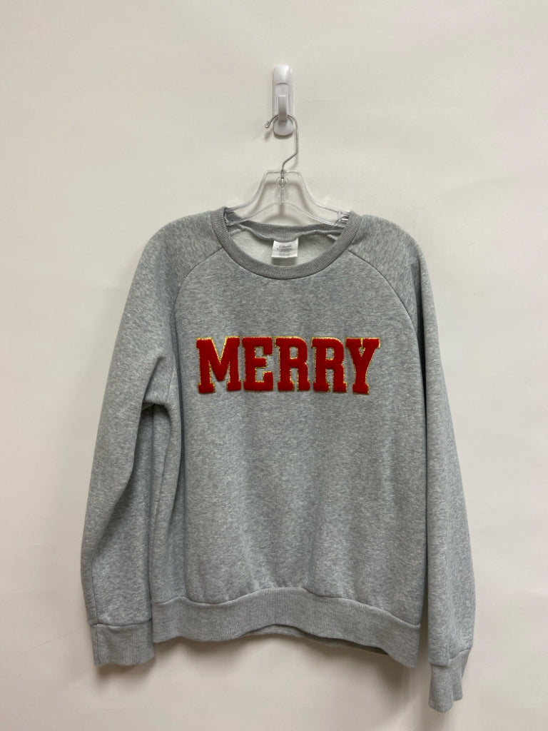 Size M Gray Red Words Ladies Sweatshirt