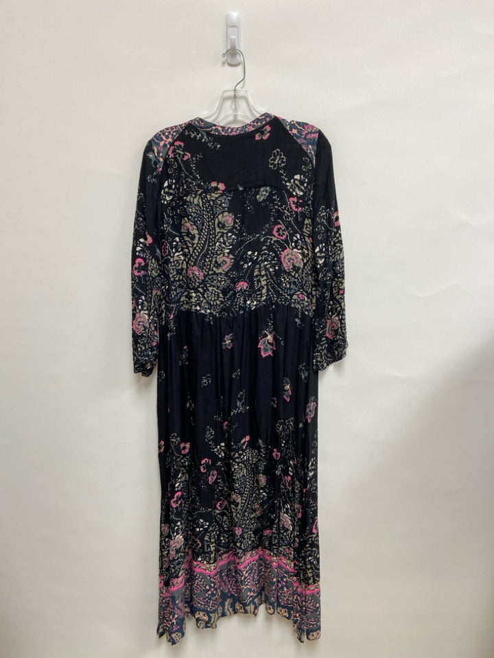 Free People Size S Black/Pink Gray Floral Maxi Ladies Dress