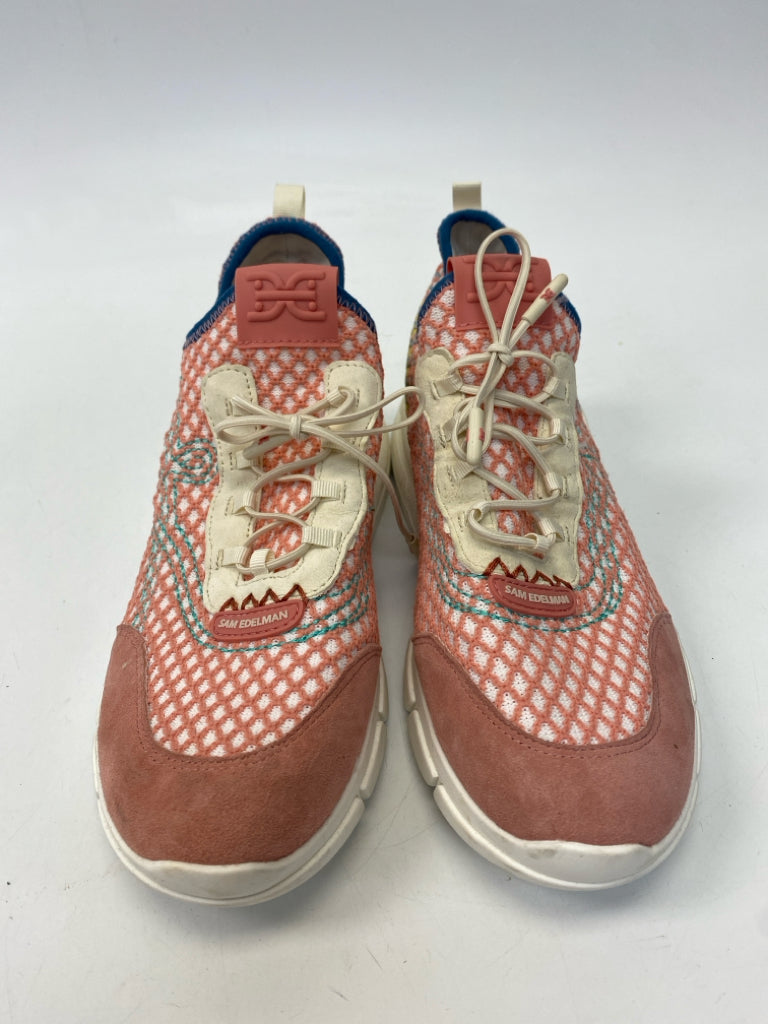 Sam Edelman  Size 7.5 Pink Blue/Green Stitching Sneakers