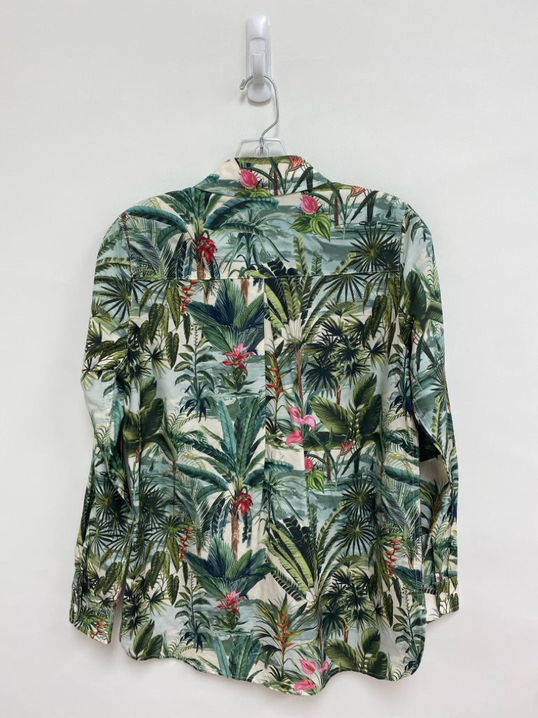 NWT J McLaughlin Size XS Cream/Green Seafoam/Pink Palm Trees Ladies Top