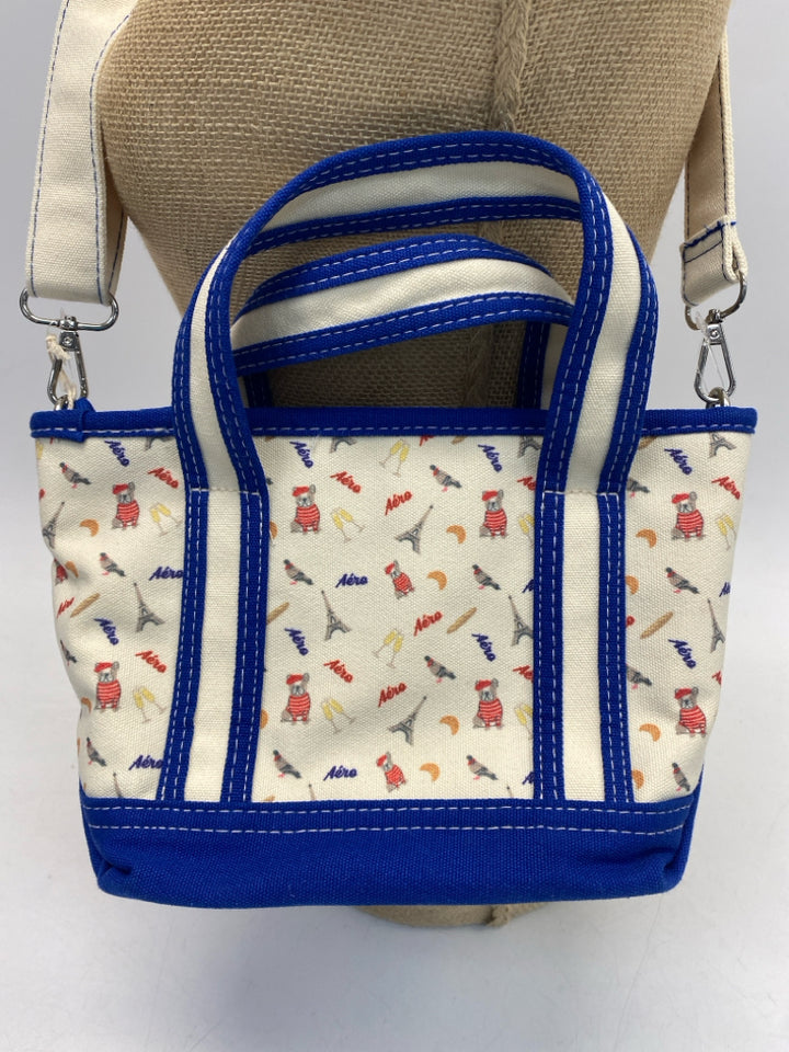 Aeropostale Cream Blue/Red Dog(s) Canvas Crossbody