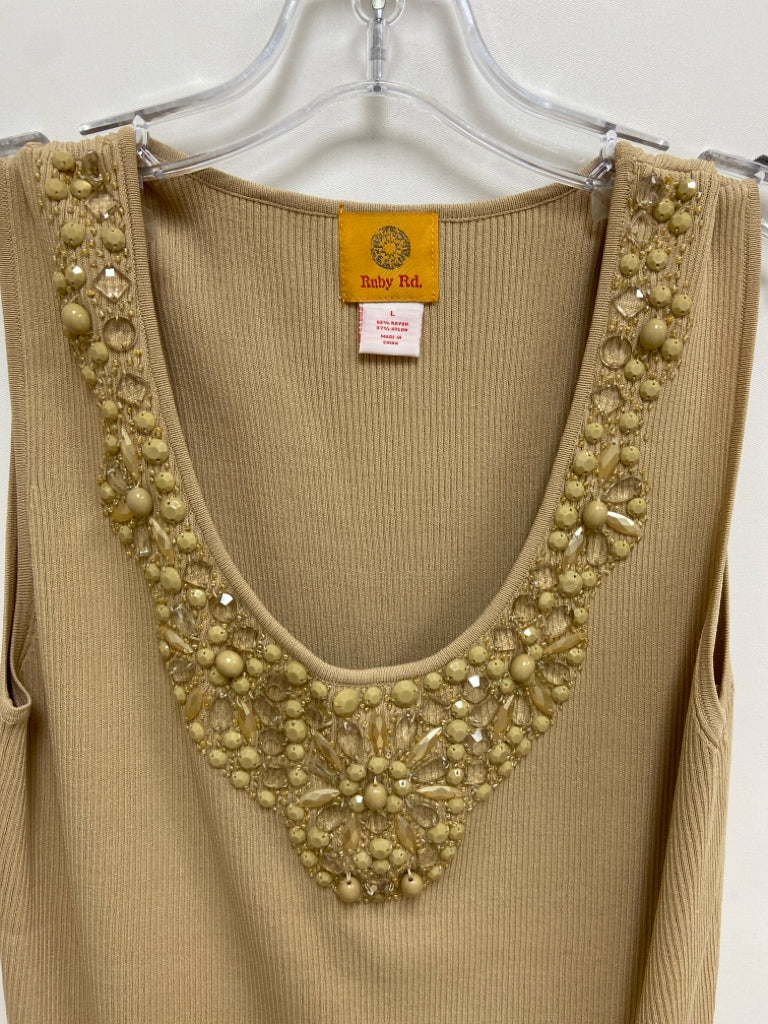 Ruby Rd. Size L Beige Beaded Tank Ladies Top