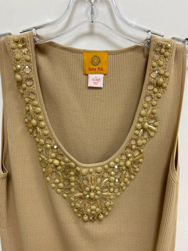 Ruby Rd. Size L Beige Beaded Tank Ladies Top