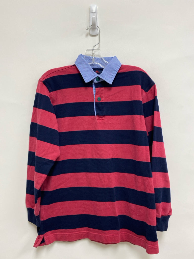Brooks Brothers SIZE M Pink Navy Stripe Polo Boy&