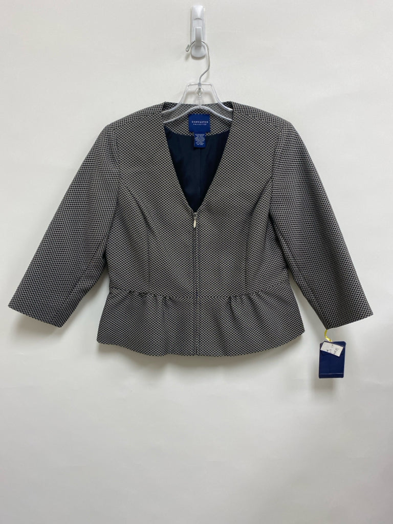 NWT Doncaster Size 4P Black Gray Lattice Zip Down Petite Jacket
