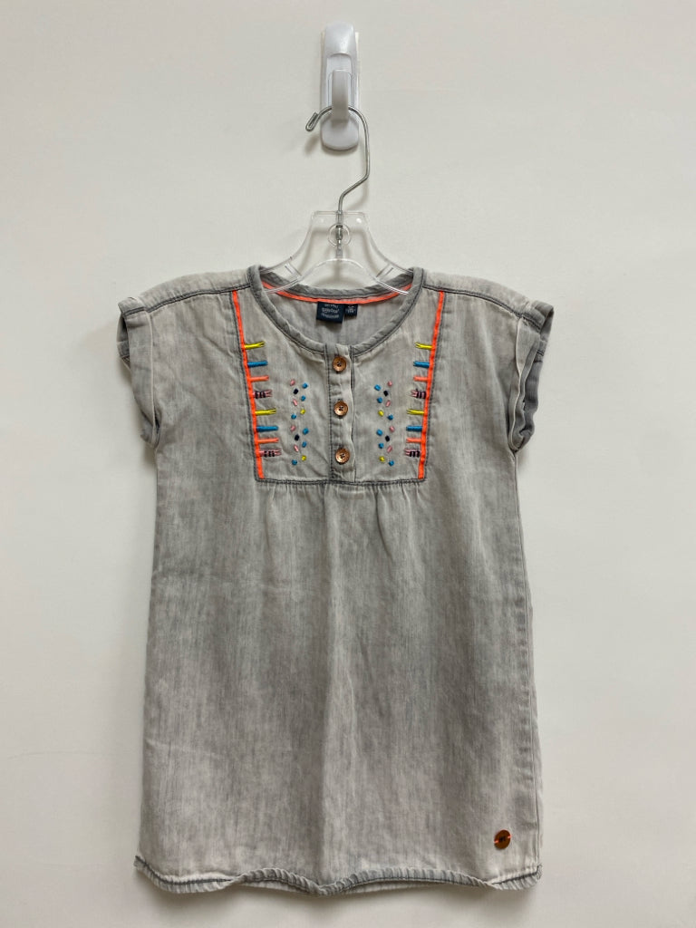 SIZE 3 Gray Multi Color Embroidered Chambray Girl&