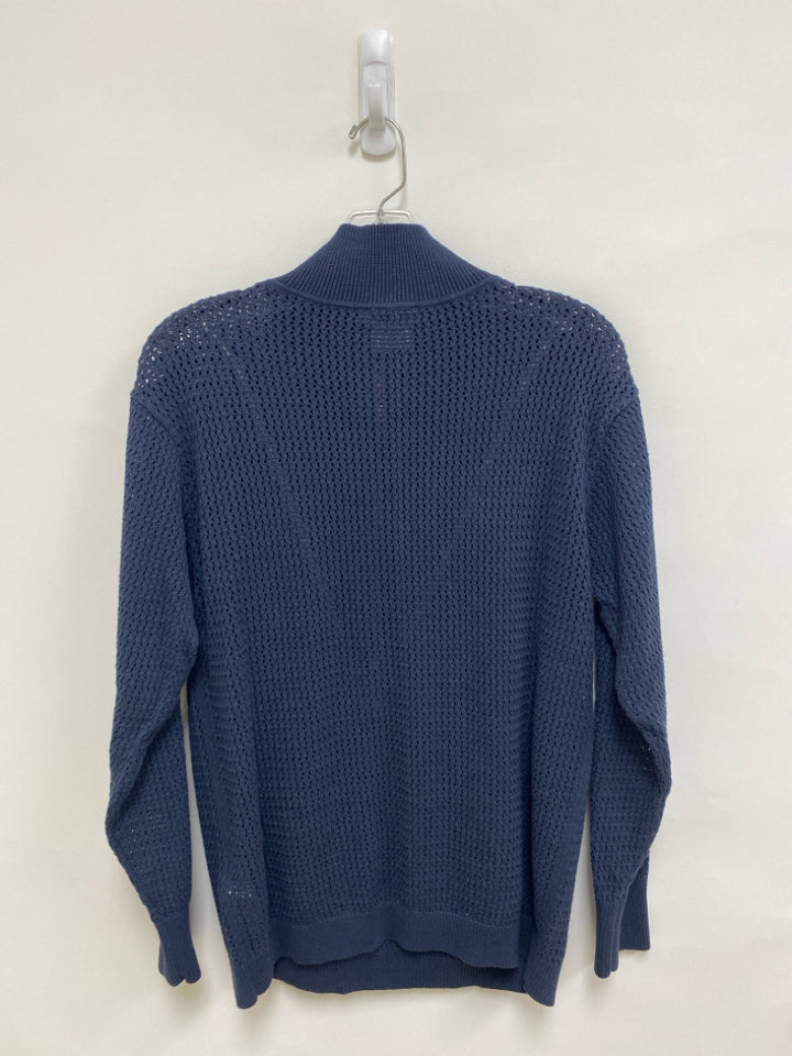 VARLEY Size S Navy White Trimmed Mock Neck Cotton Ladies Sweater