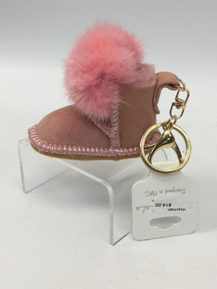Tan Natural Faux Fur Keychain-Additional Colors
