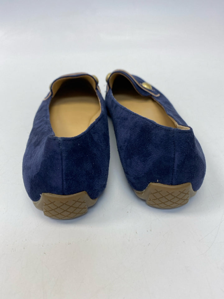 Talbots  Size 8 Navy Gold Button(s) Suede Flats