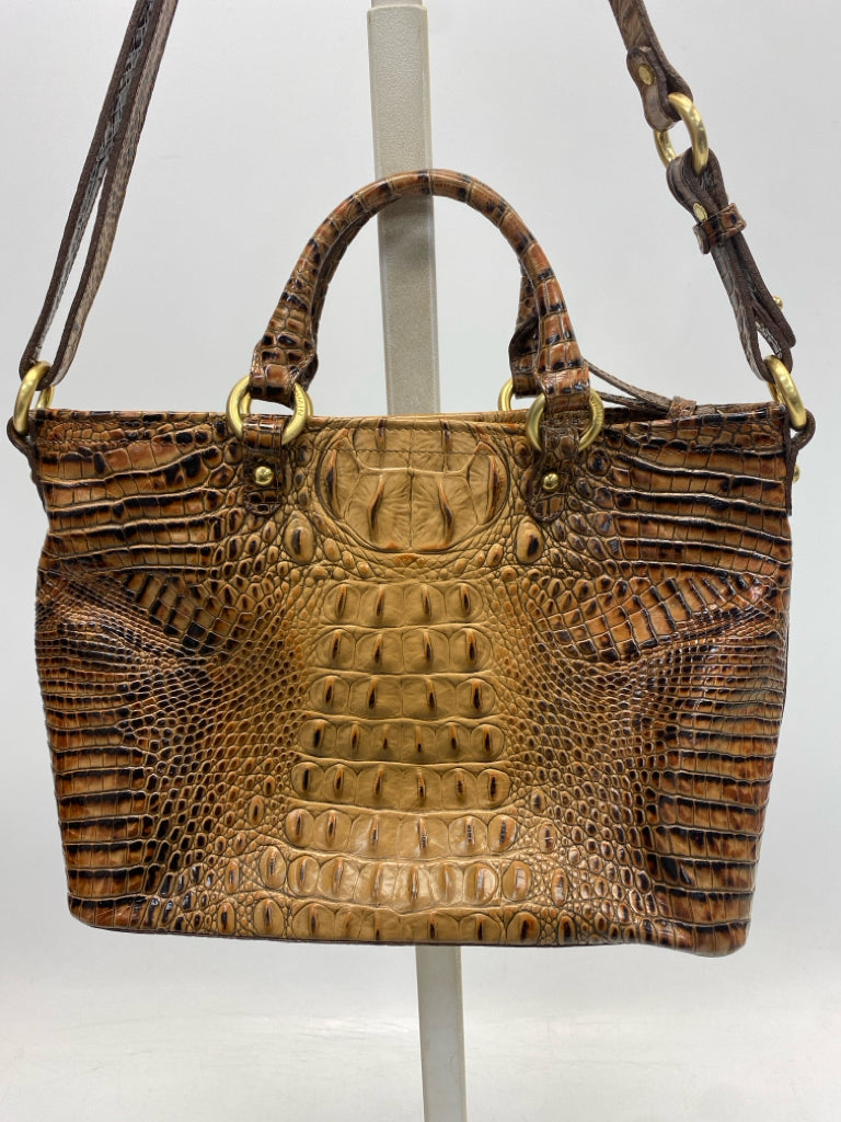 Brahmin Brown Embossed Leather Handbag