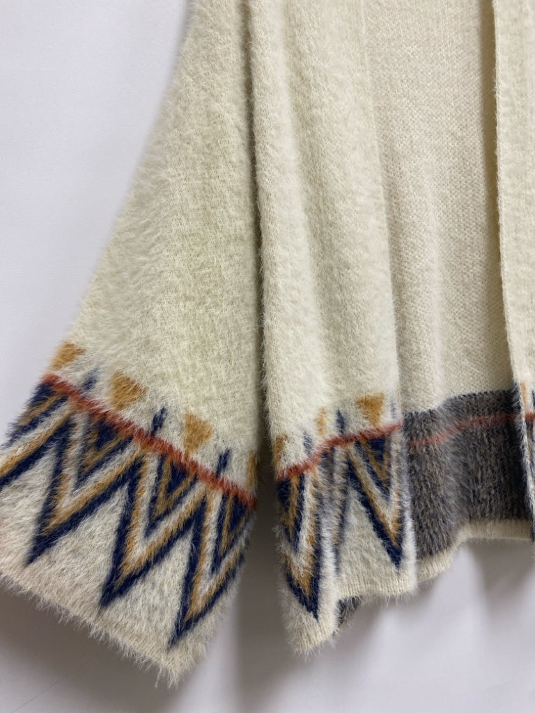 Size XS Cream Black/Tan Trimmed Drape Ladies Sweater
