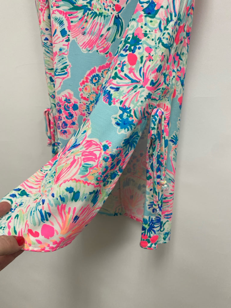 LILLY PULITZER Size S Pink/White Coral/Blue Fish Sleeveless Ladies Top