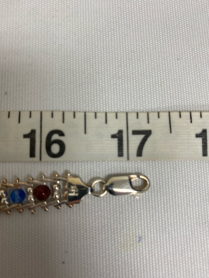 Multi Color Silver Beaded Necklace