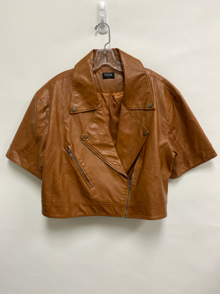Fate Size L Burnt Orange Short Sleeve Faux Leather Ladies Jacket