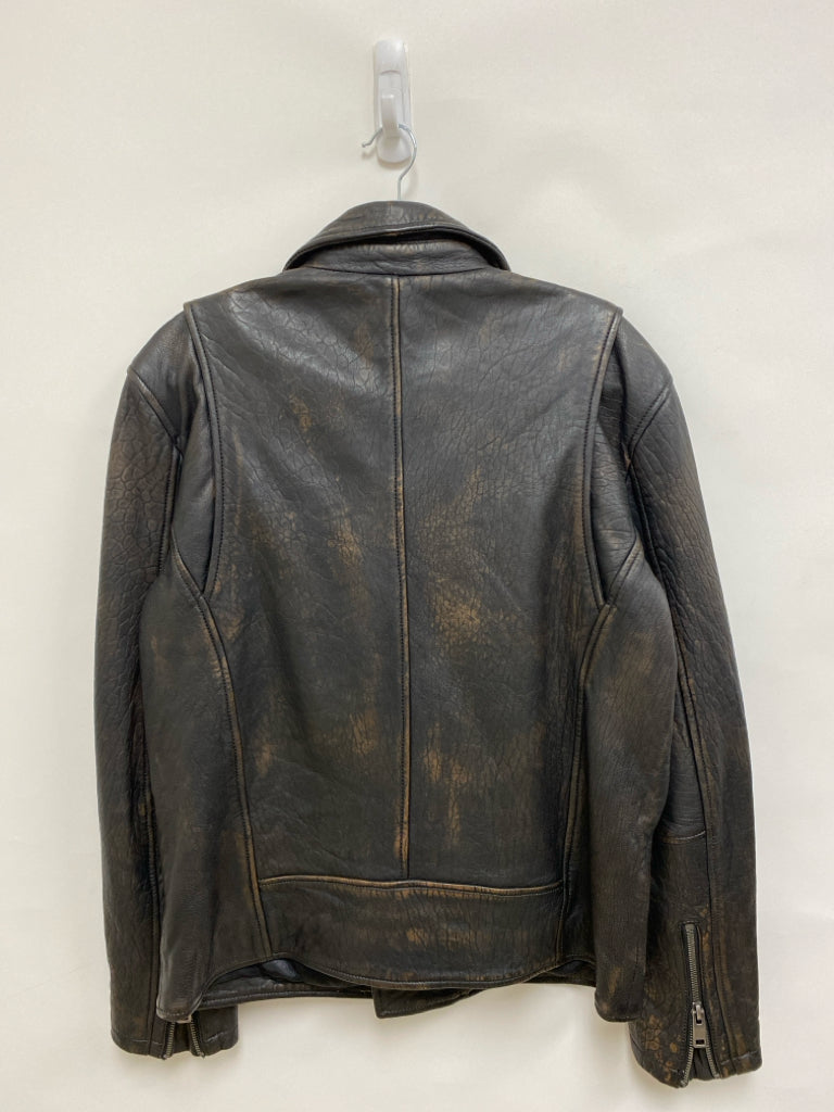 Wilsons Leather Size M Espresso Texture Zip Down Leather Men&