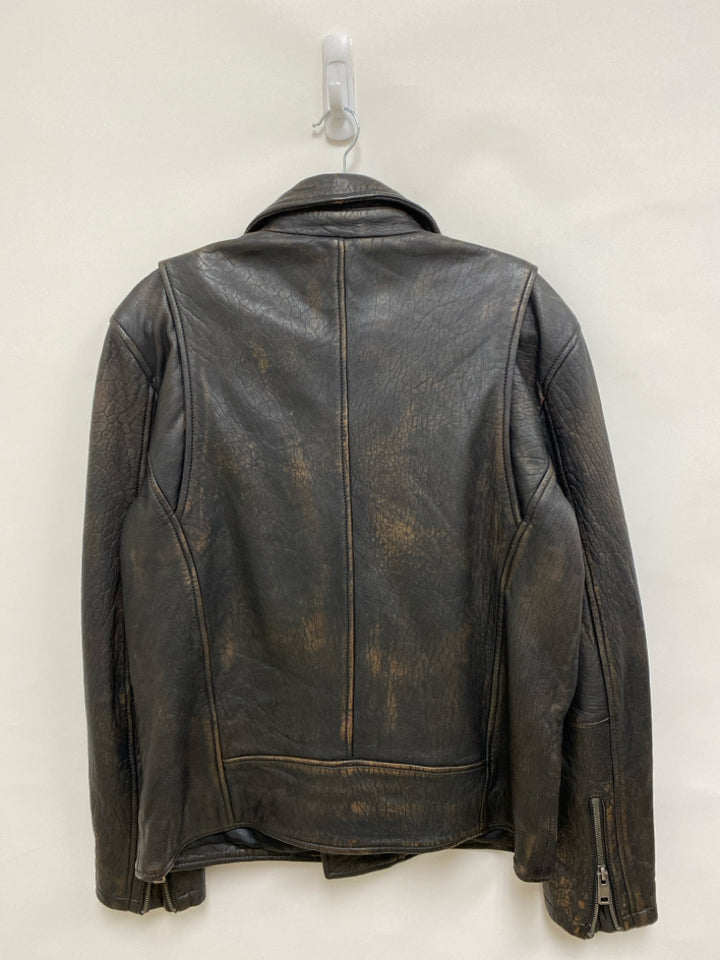 Wilsons Leather Size M Espresso Texture Zip Down Leather Men&