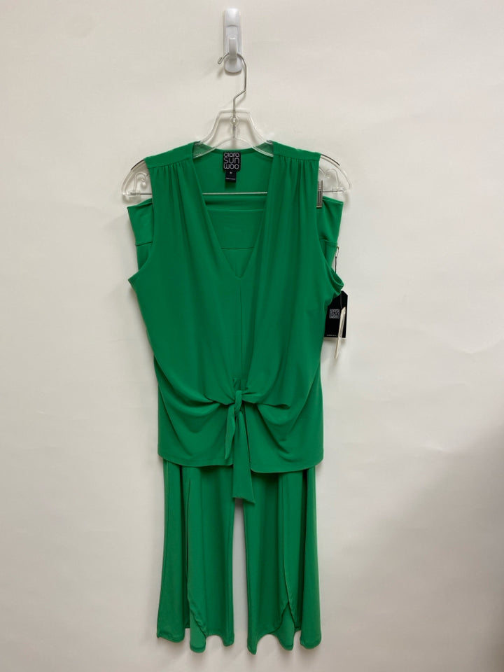 NWT Clara Sun Woo Size L Green Knotted Sleeveless Ladies 2pc Pant Set