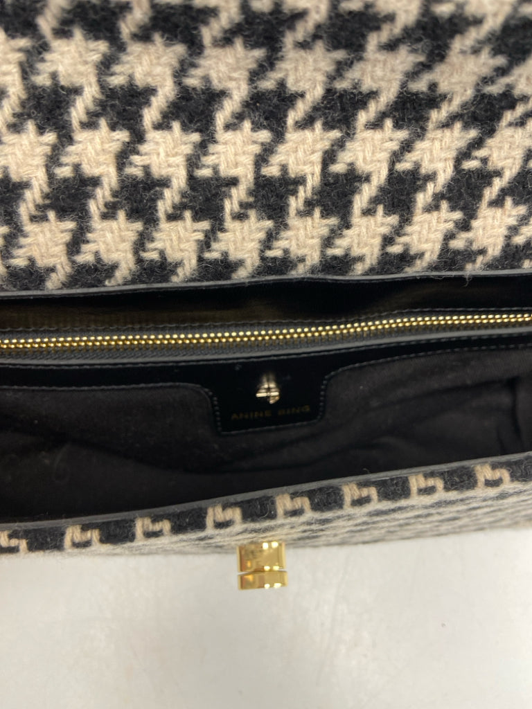 ANINE BING Tan Black Houndstooth Handbag