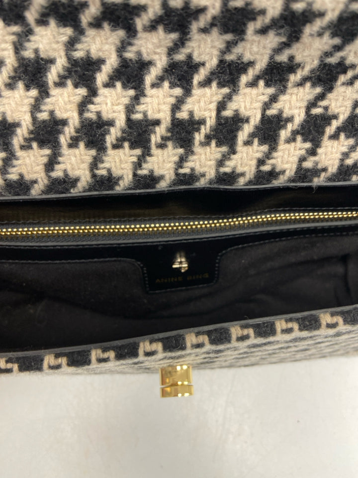 ANINE BING Tan Black Houndstooth Handbag