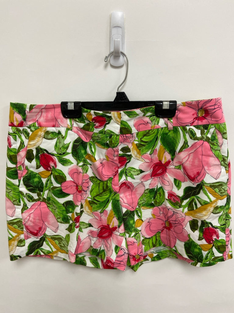 Ann Taylor Size 12 White/Green Pink Flowers Ladies Shorts