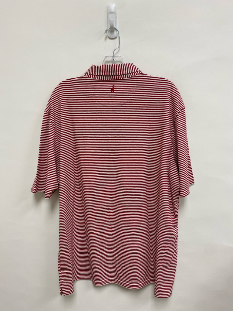 NWT johnnie-o Size XL White/Red Stripes Polo Men&
