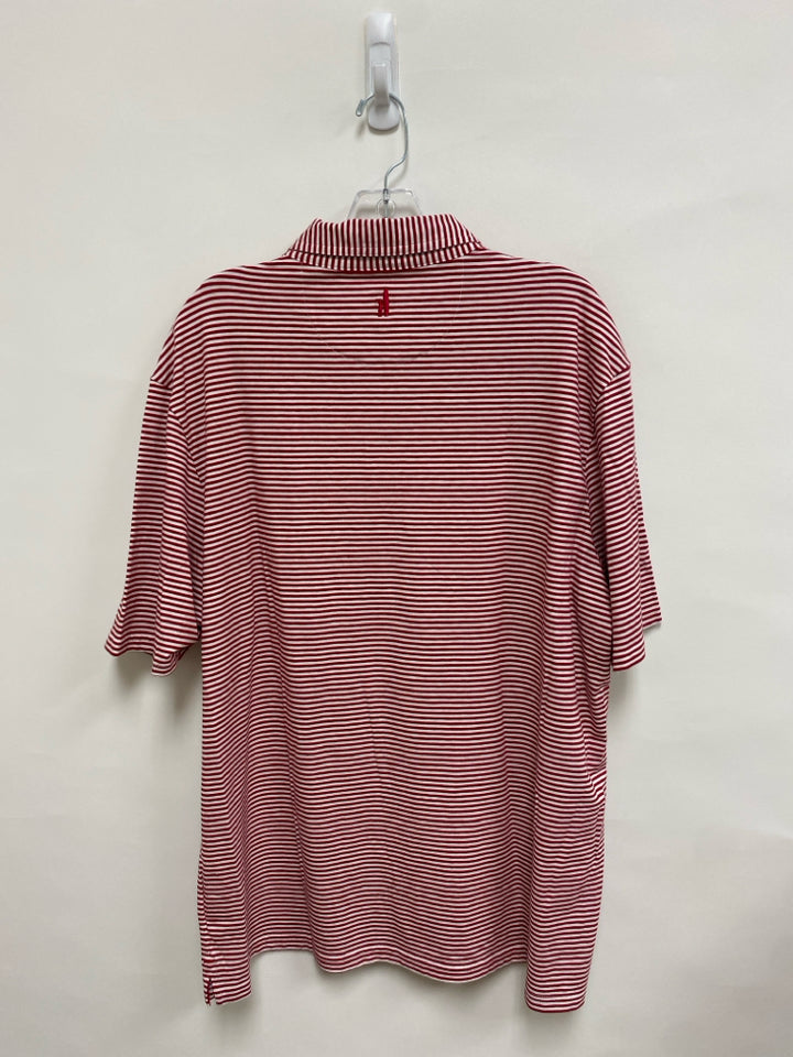 NWT johnnie-o Size XL White/Red Stripes Polo Men&