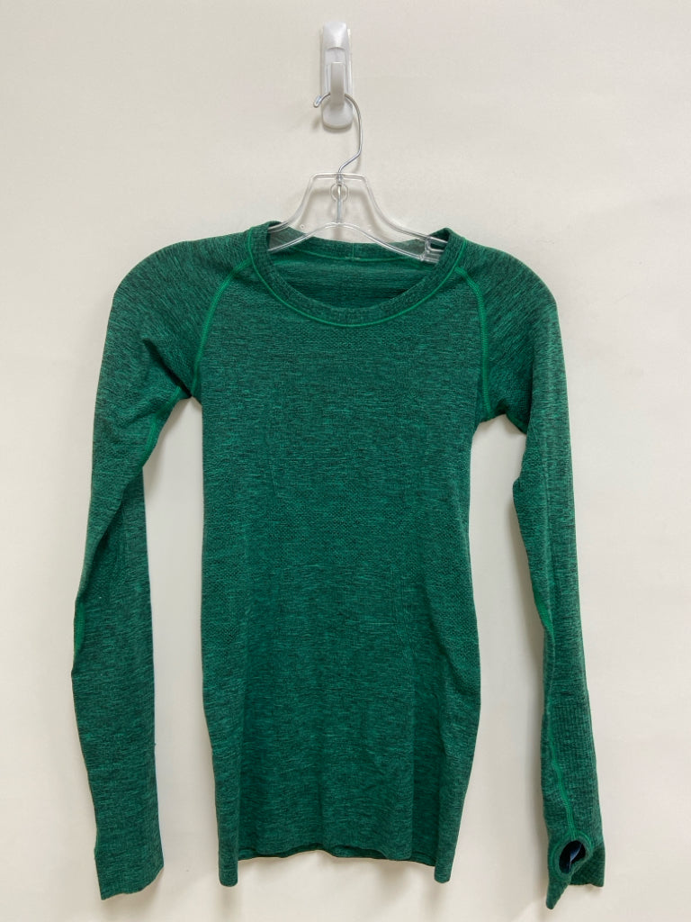 Lululemon Size 2 Green/Black Mottled Long Sleeve Athletic Top
