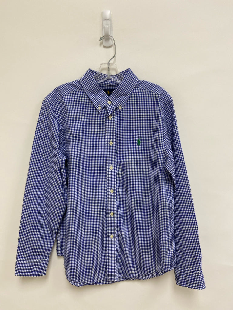 Ralph Lauren SIZE 14/16 White/Blue Checkered Button Up Boy&