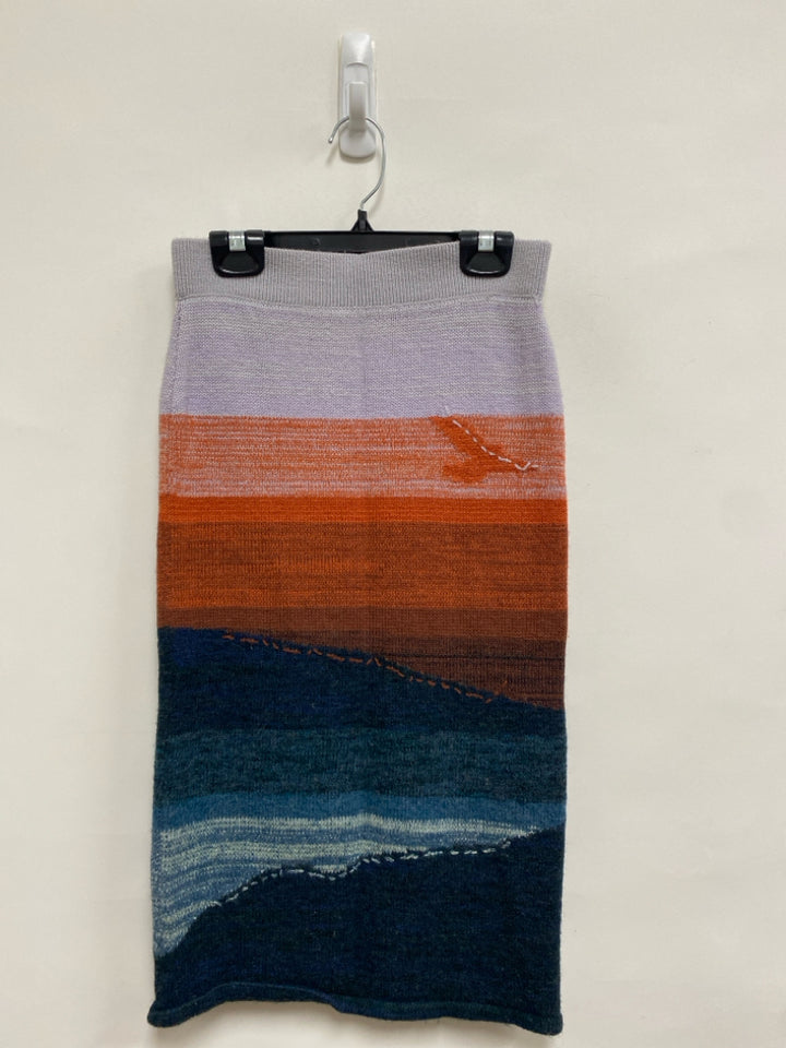 Akemi + Kin Size XS Lavender Orange/Navy Wool Blend Ladies Skirt