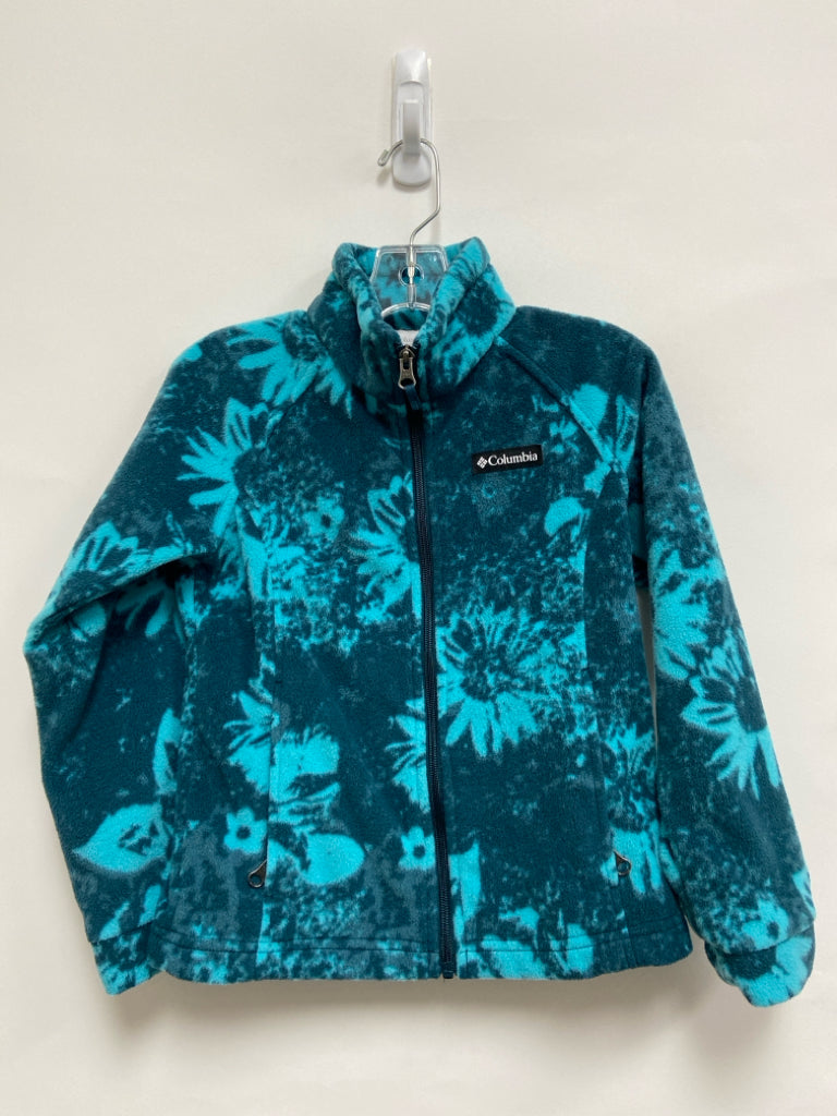 Columbia SIZE 7/8 Dark Turquoise Aqua Flowers Fleece Girl&