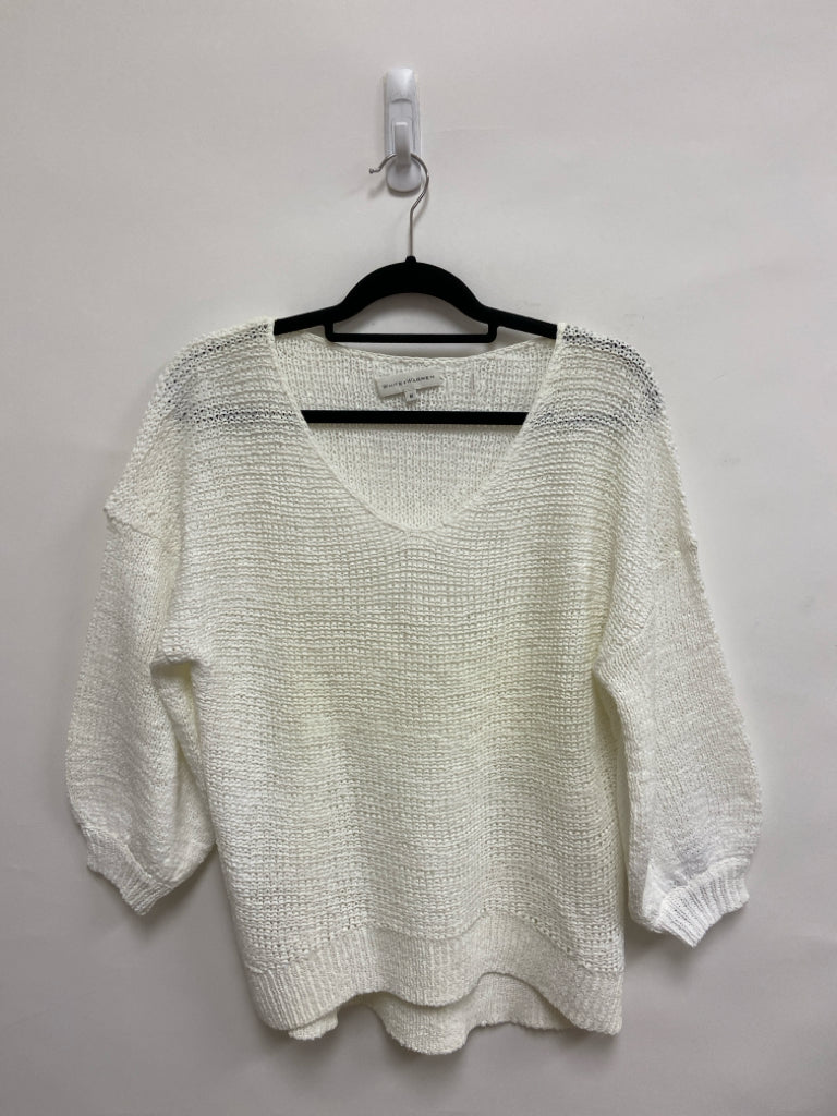 White + Warren Size M White V Neck Ladies Sweater