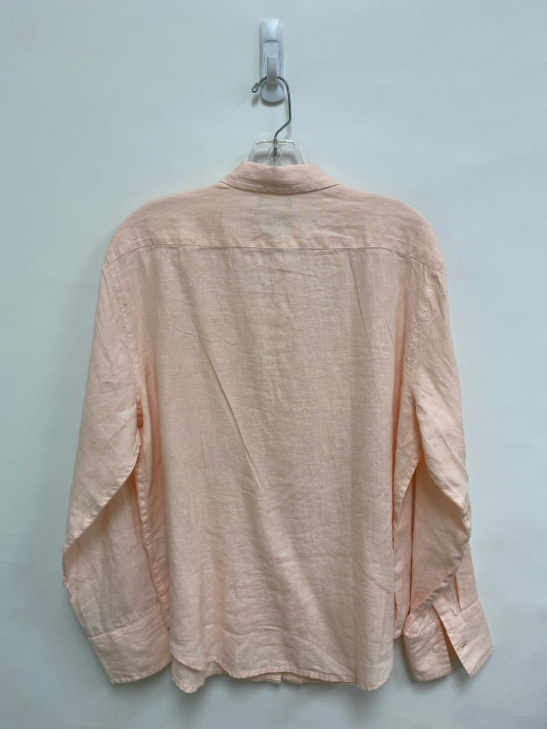 J Crew Size 10 Pale Peach Button Up Linen Ladies Top