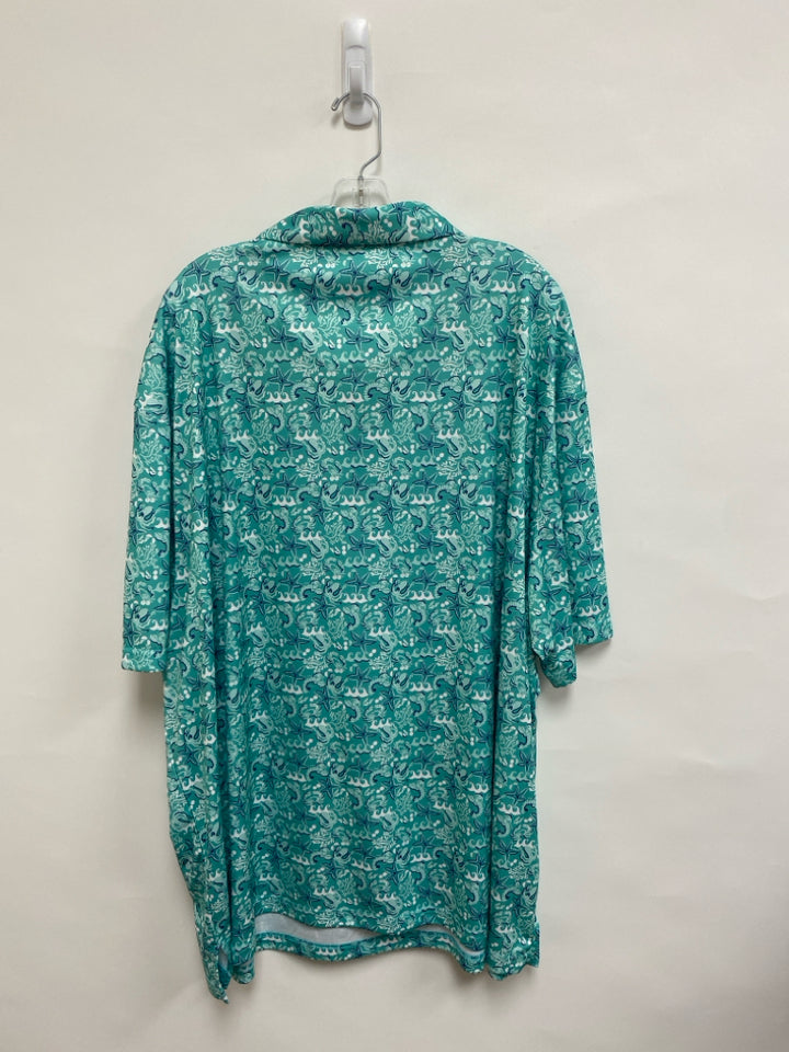 ProTour Size 4X Seafoam Navy/White Starfish Polo Men&
