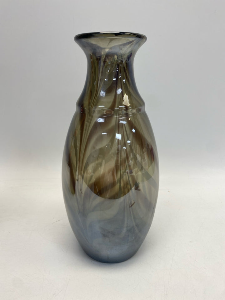 Brown Frosted Swirl Glass Vase