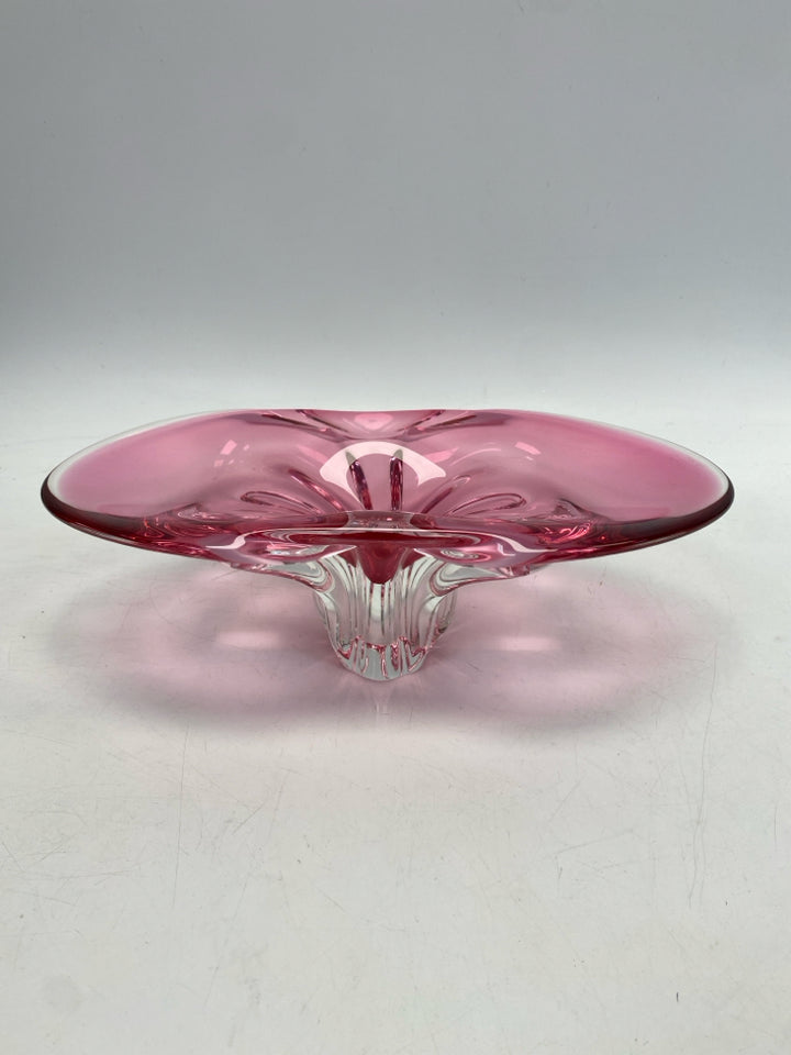 Pink Clear Glass Decorative Bowl