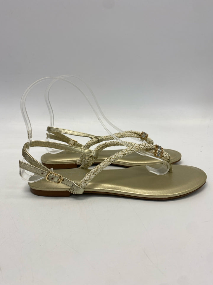 Silent D  Size 37 Cream/Gold Rhinestone(s) Sandals