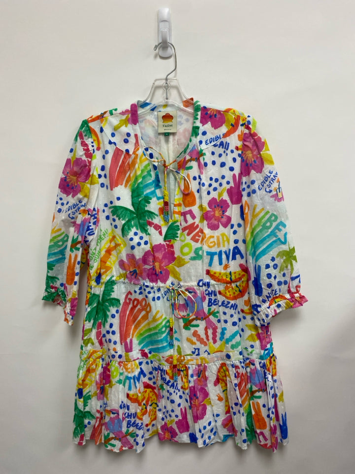 farmrio Size M White Multi Color Words Swiss Dot Ladies Dress
