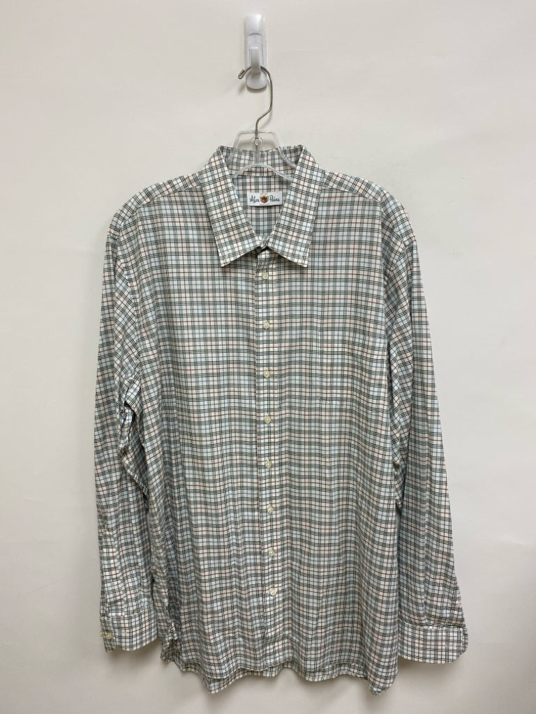 Alan Paine Size XL White Green/Brown Plaid Men&