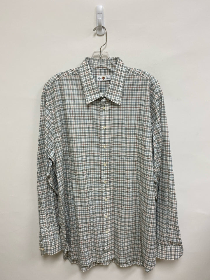 Alan Paine Size XL White Green/Brown Plaid Men&