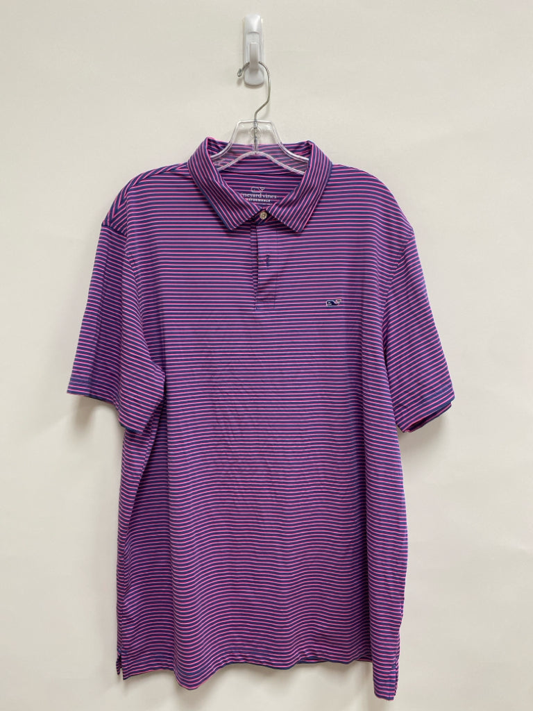 Vineyard Vines Size XL Neon Pink Slate Blue Stripes Men&