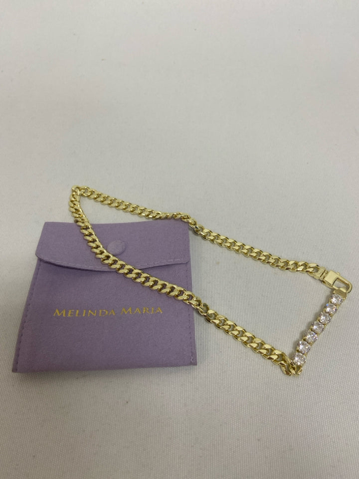 Gold Color Clear Jeweled Necklace