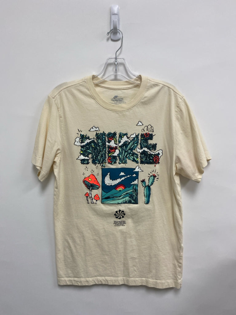 Nike Size S Cream Teal Blue Mushrooms Men&