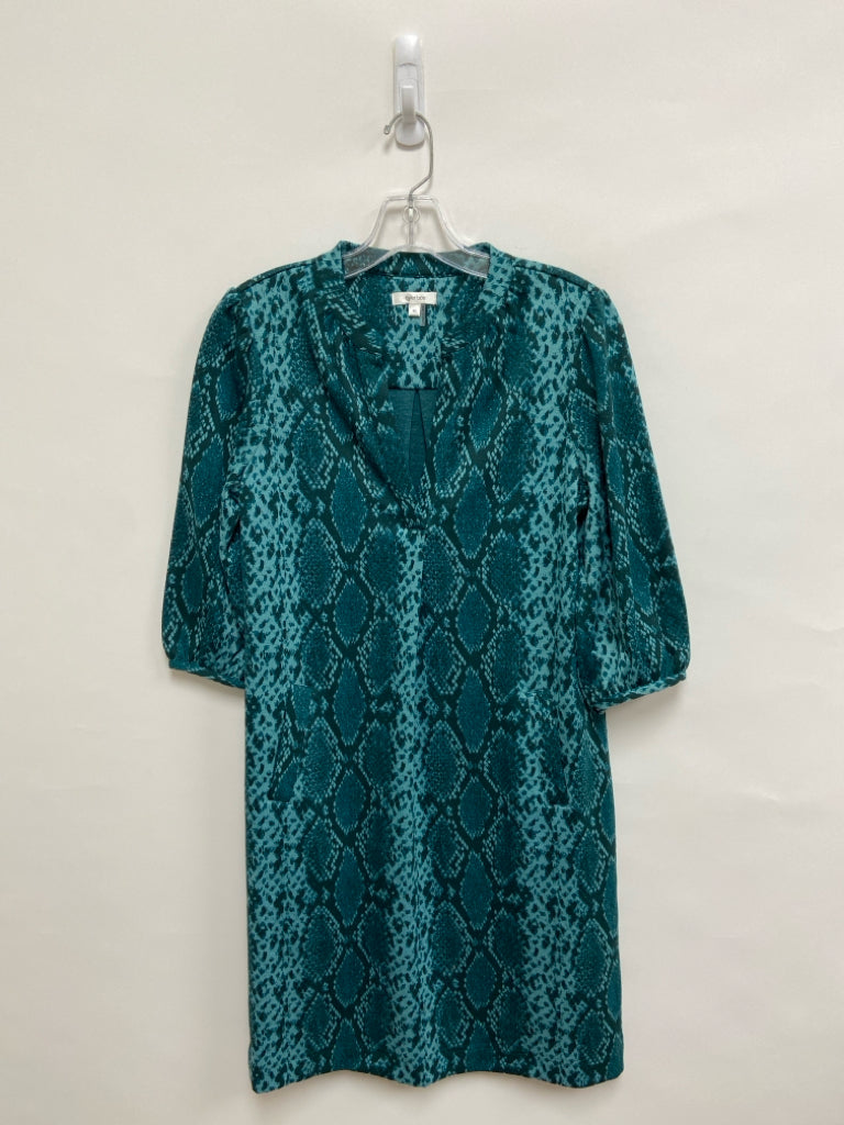 Tyler Boe Size M Dark Teal Blue Blue Snake Print Ladies Dress