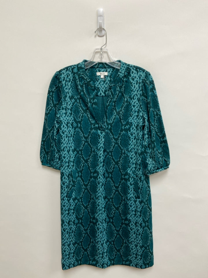 Tyler Boe Size M Dark Teal Blue Blue Snake Print Ladies Dress
