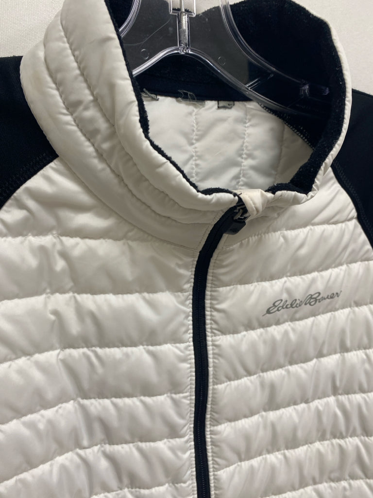Eddie Bauer Size L White Black Zip Down Ladies Jacket