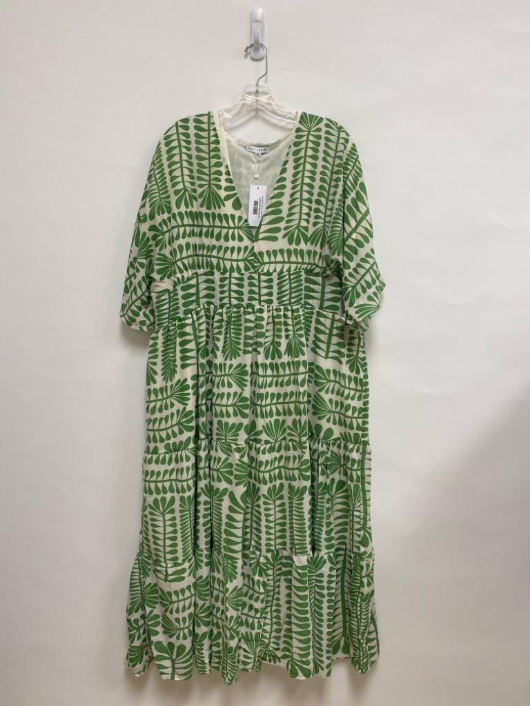 NWT BALTIC BORN  SIZE  3X White Green Print Tiered Plus Size Dress