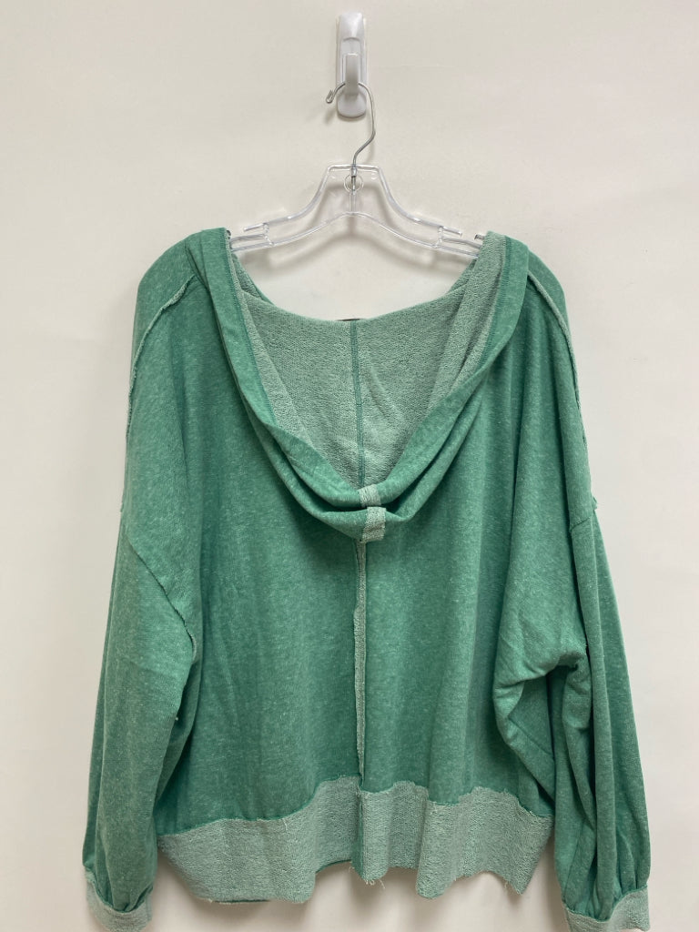 NWT Zenana Size L Green Mottled Hooded Ladies Pullover