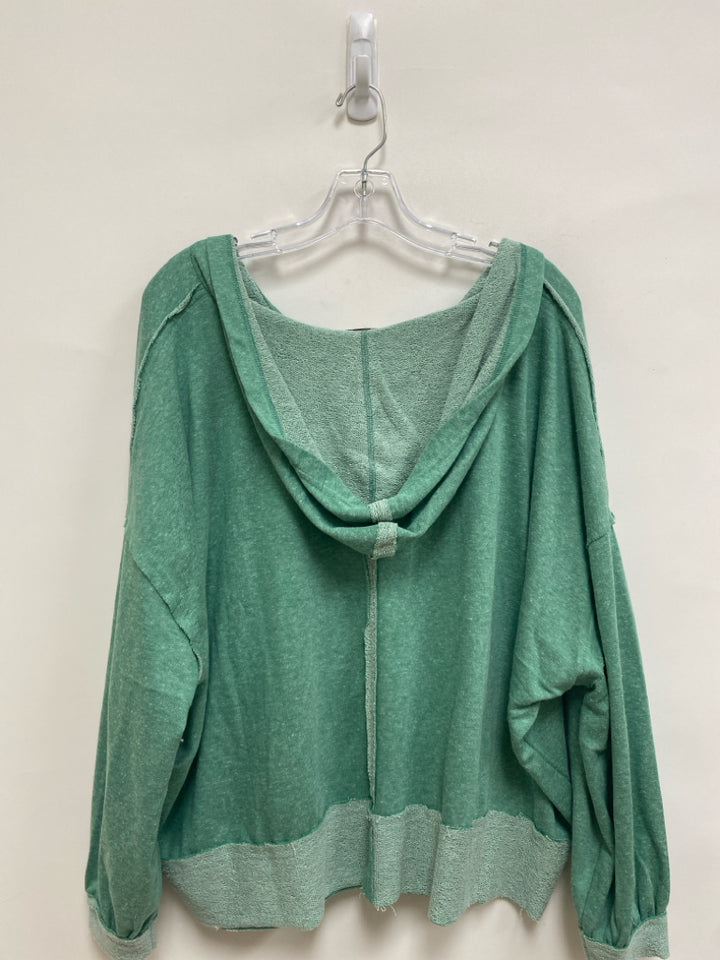 NWT Zenana Size L Green Mottled Hooded Ladies Pullover