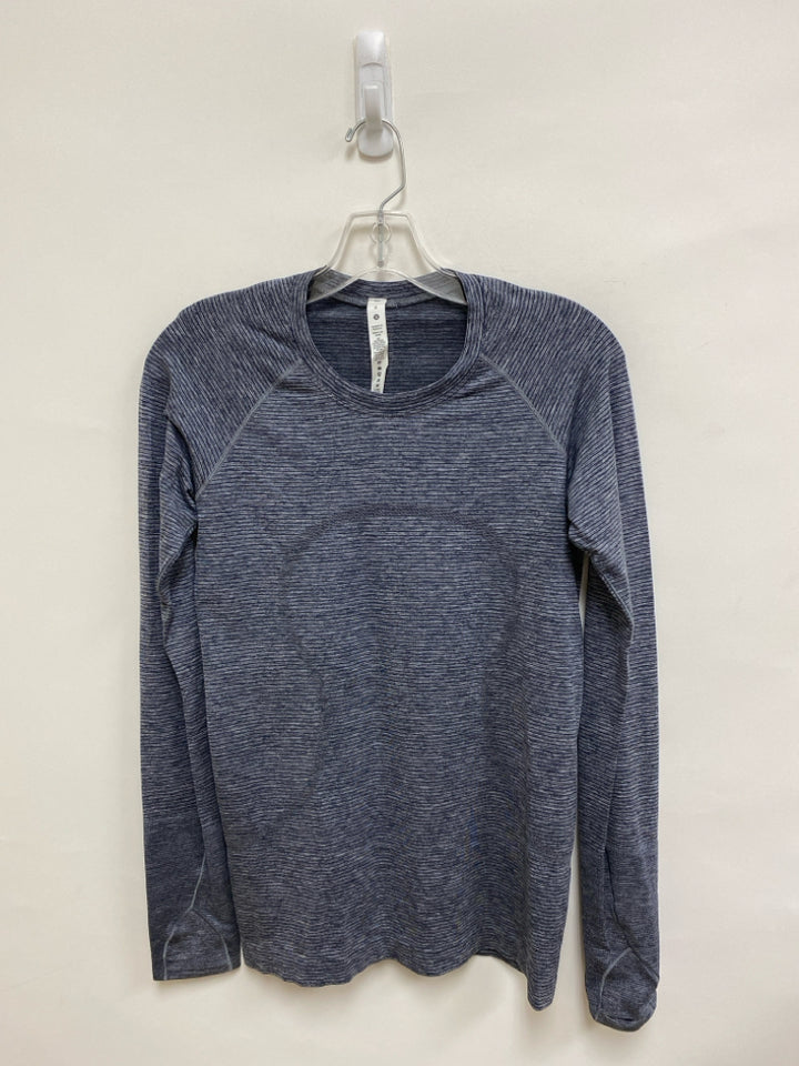 Lululemon Size 8 Gray Charcoal Stripes Long Sleeve Athletic Top
